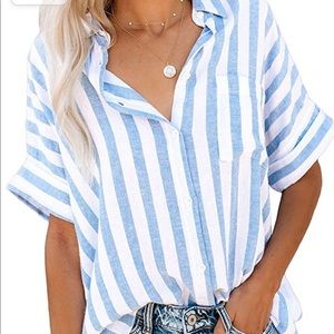 White with blue strips xxl brand new blouse